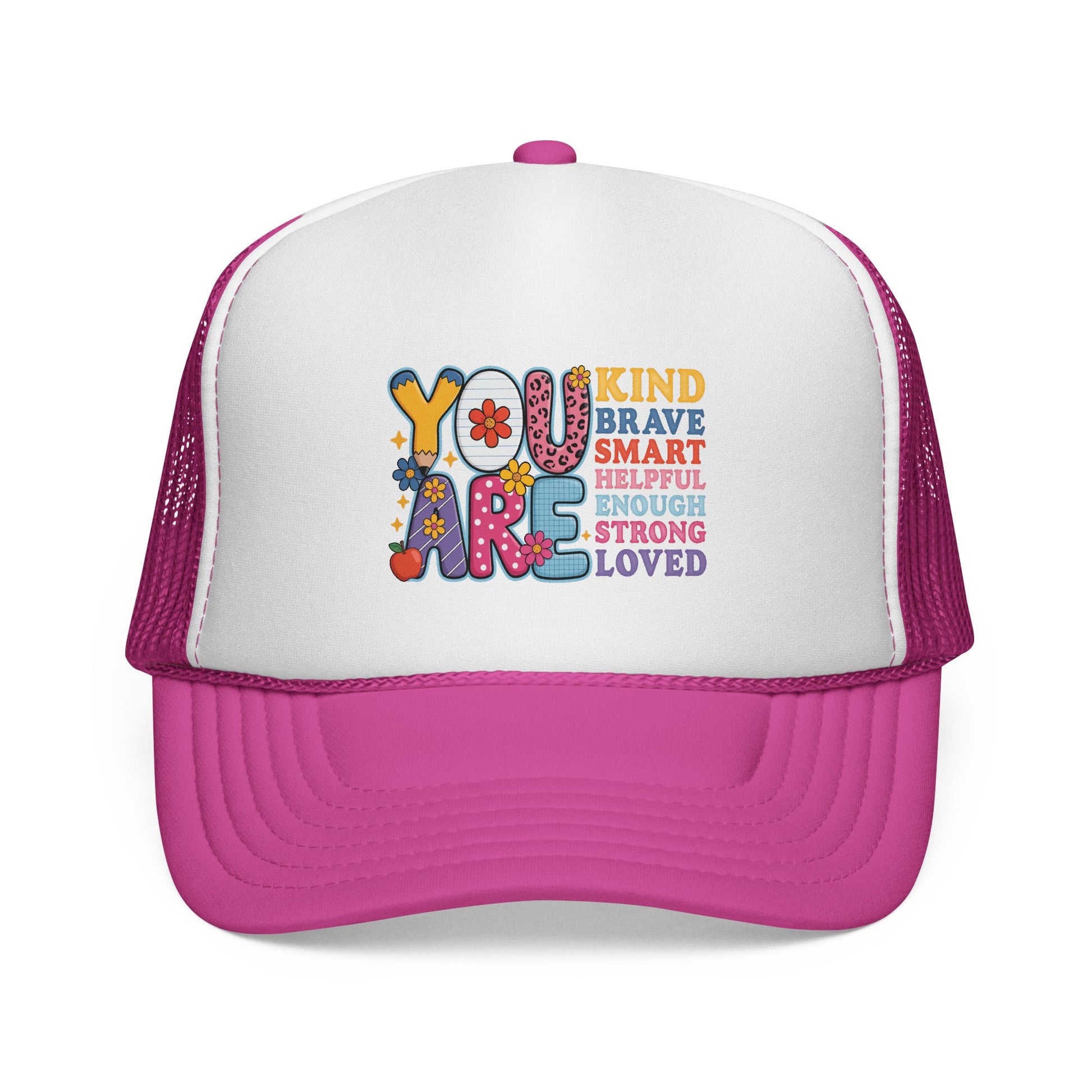 You Are | Positive Affirmation Floral Trucker Cap.