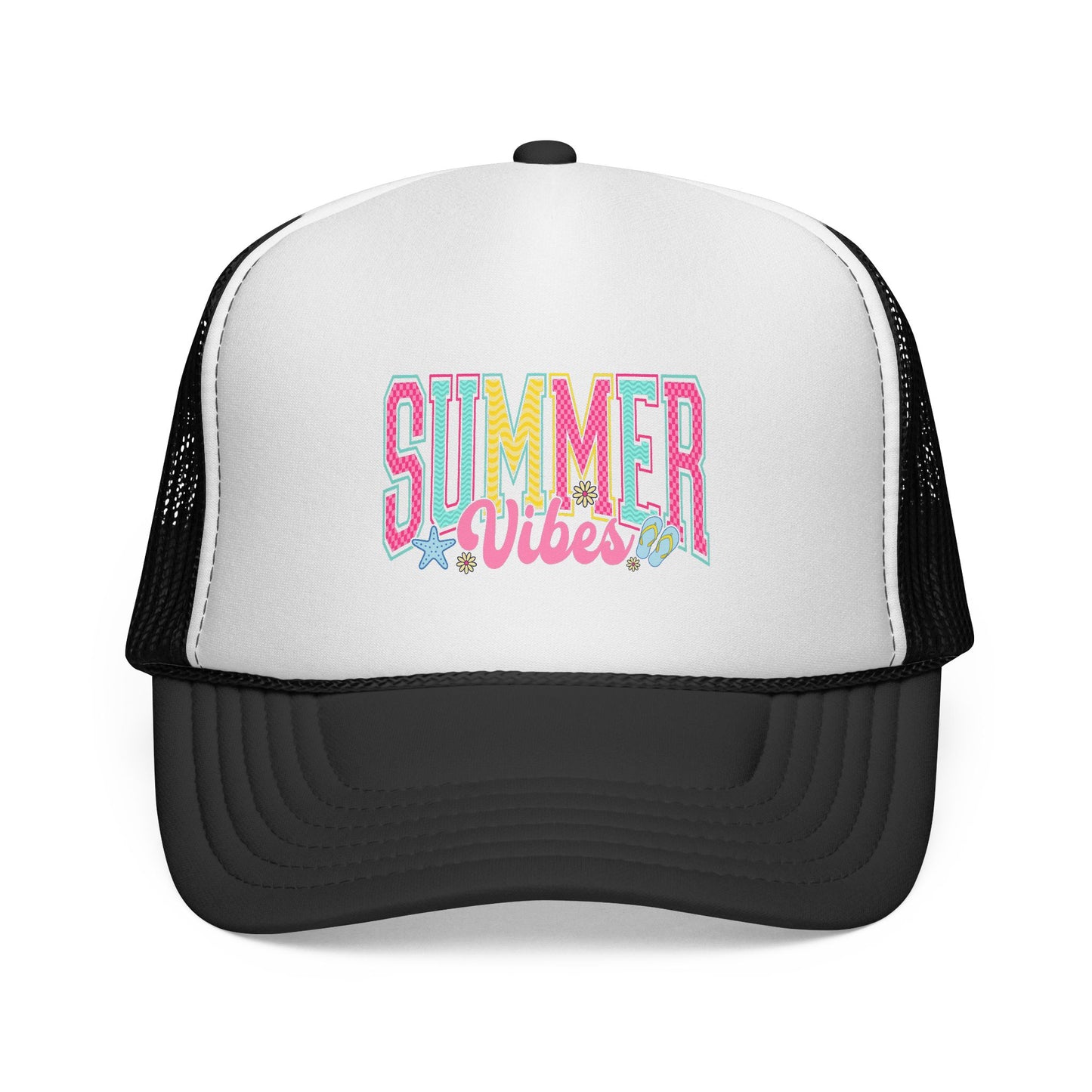 Summer Vibes Trucker Cap | Retro Beach Sun Palm Snapback Hat.