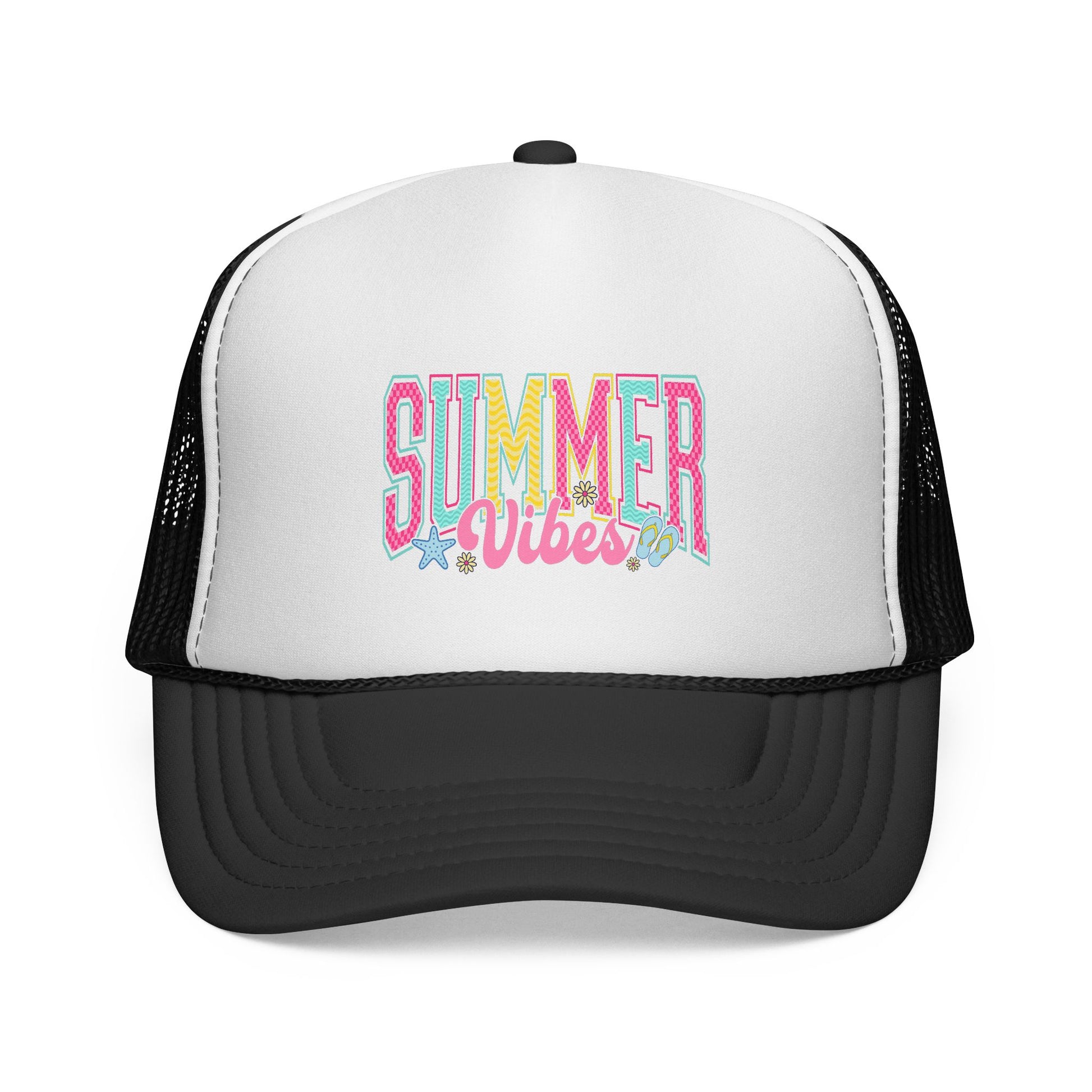 Summer Vibes Trucker Cap | Retro Beach Sun Palm Snapback Hat.