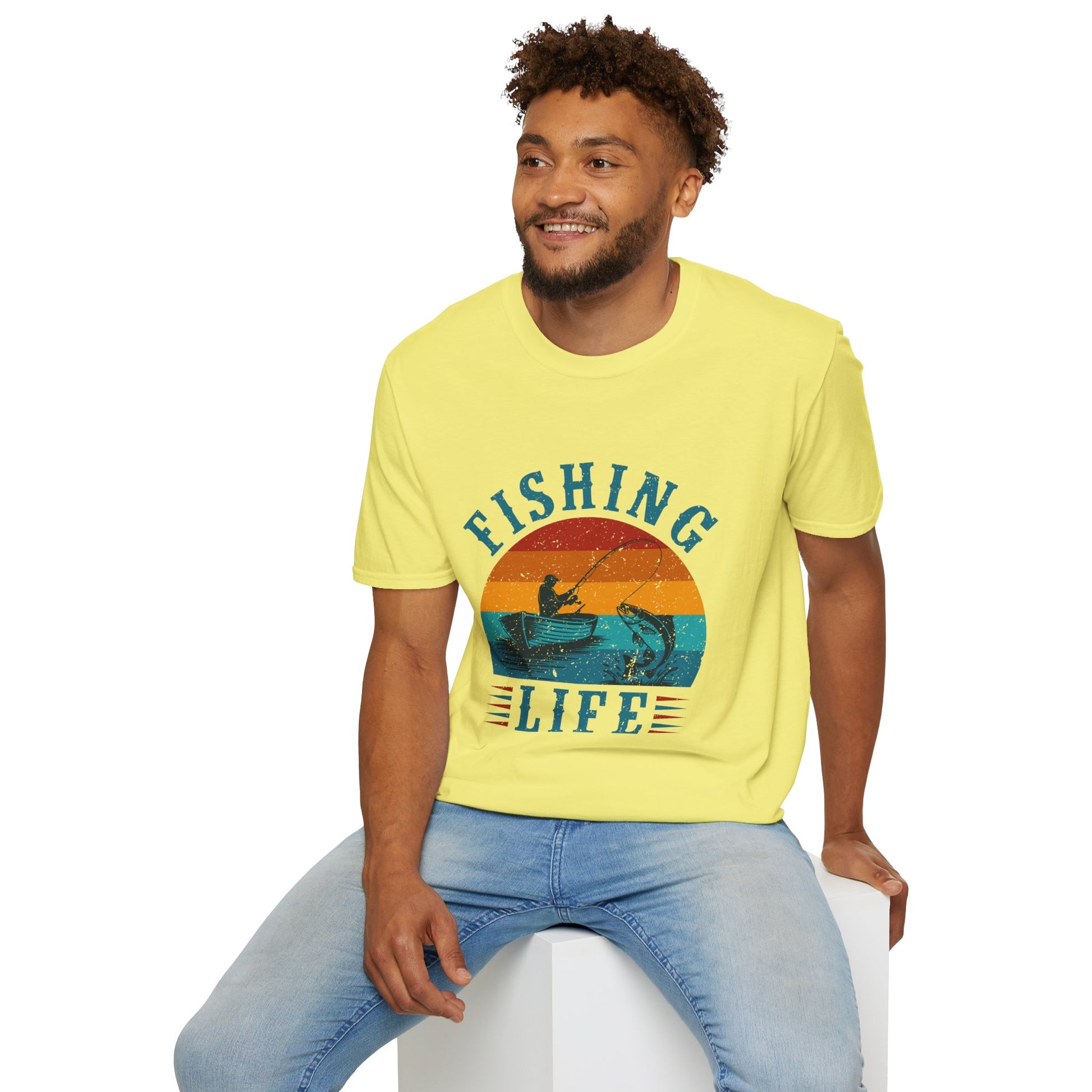 Fishing Life T-Shirt | Retro Sunset Kayak Fishing Tee.