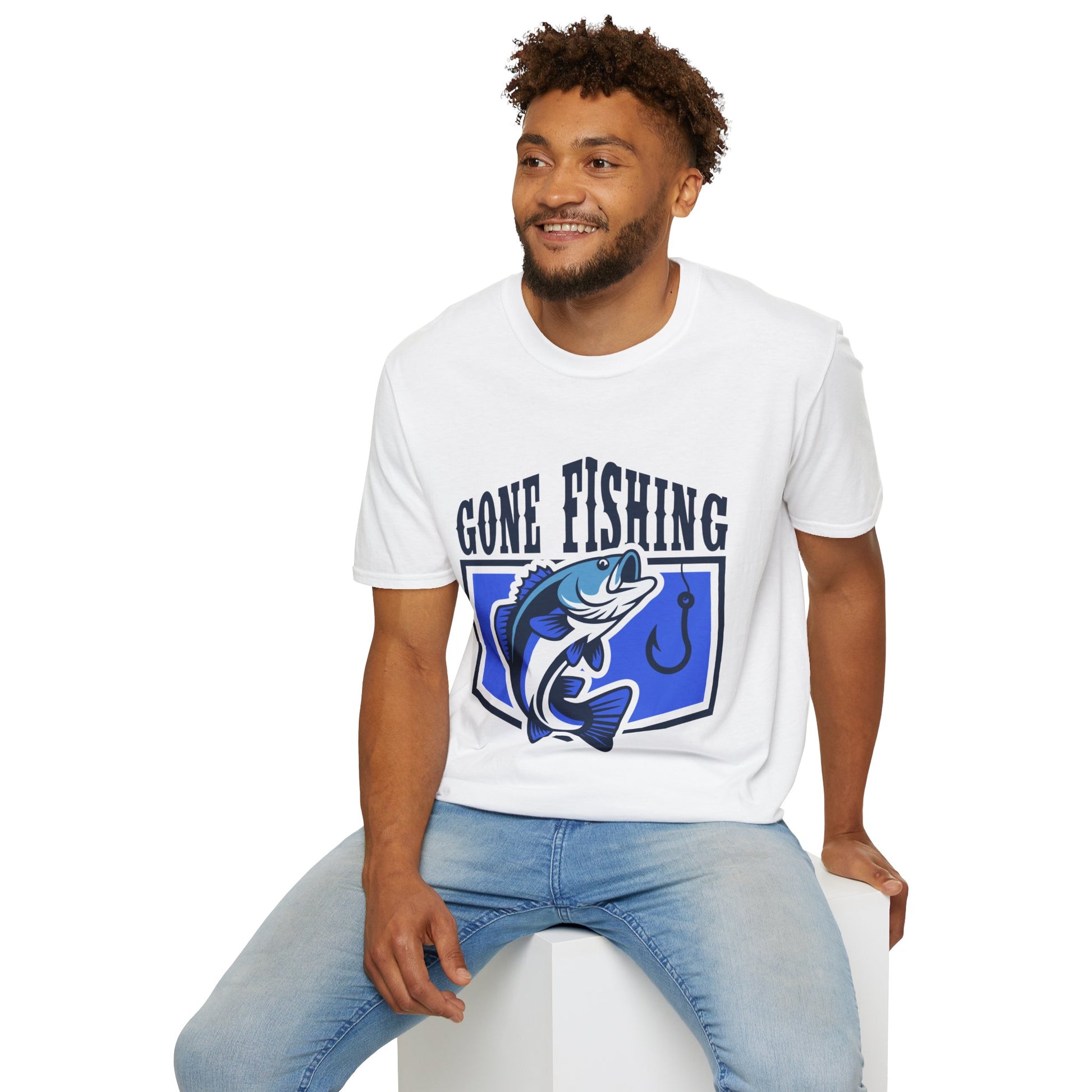 Gone Fishing T-Shirt | Blue Bass Graphic Fishing Tee.