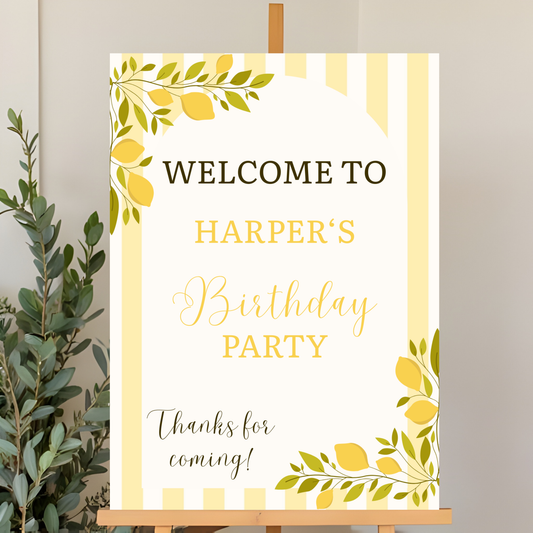 Lemon Birthday Welcome Sign | Editable Canva Poster Template | 16x20 Inches | Digital Download