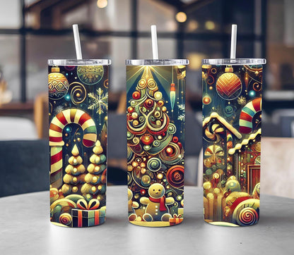 Christmas Tumbler Wrap PNG | Holiday Pattern Festive Winter Design | 20oz Skinny Sublimation | Digital Download