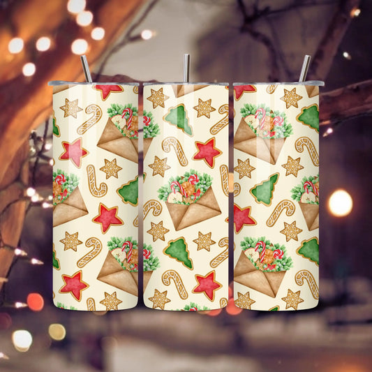 Christmas Gingerbread Tumbler Wrap PNG - 20oz Skinny Sublimation Design - Instant Digital Download
