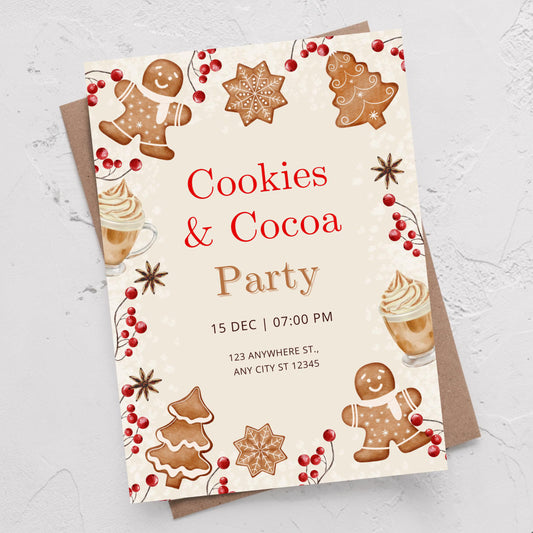 Cookies and Cocoa Party Invitation | Festive Christmas Digital Card