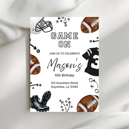 Football Birthday Invitation - Editable Touchdown Party Canva Template - Digital Download