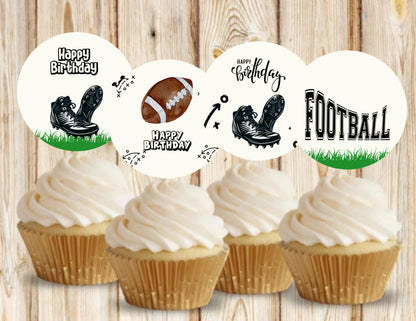 Football Cupcake Toppers - Printable Sports Birthday Party Decorations for Kids - Digital Download