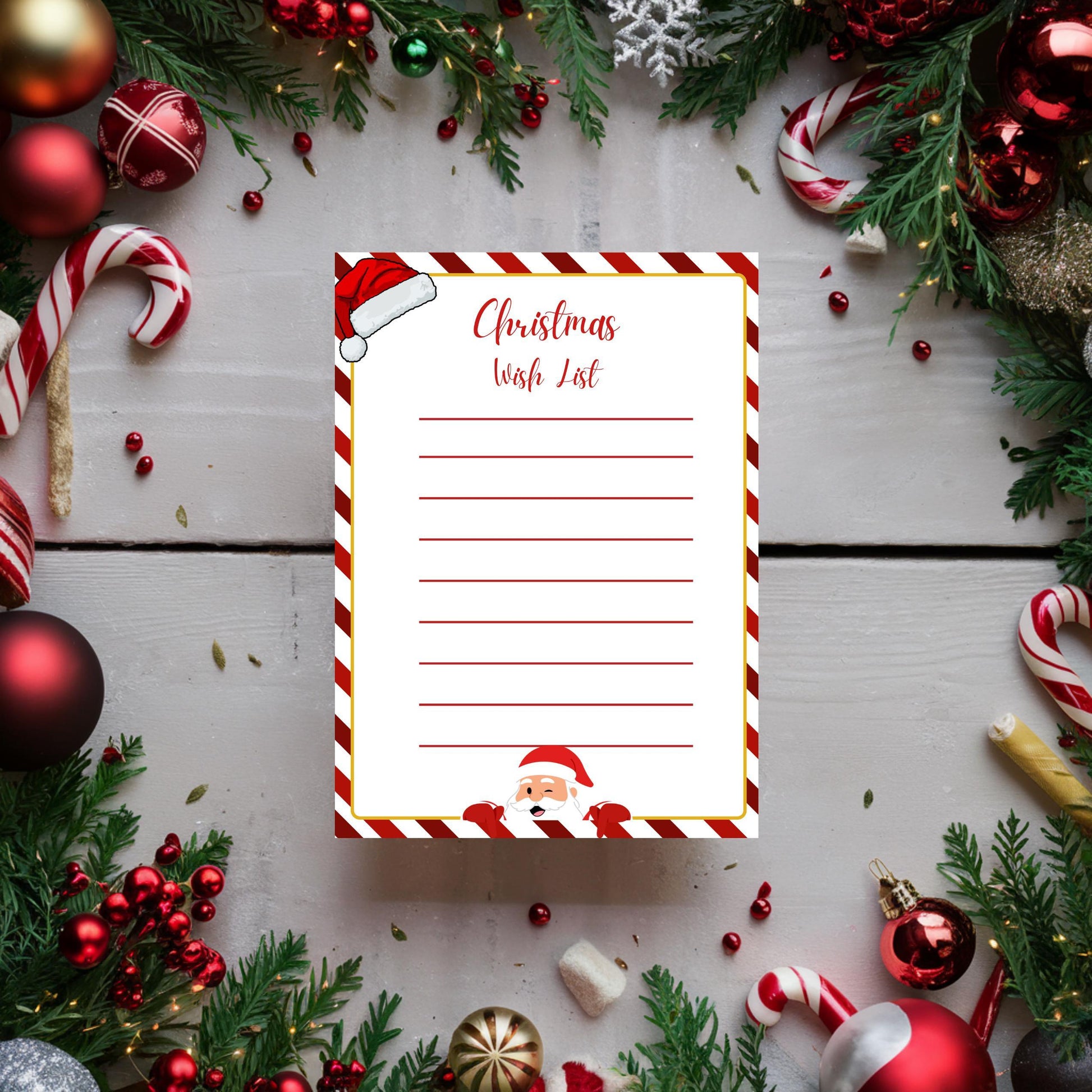 Kids Christmas Wish List | Santa Theme Printable PDF | Digital Download