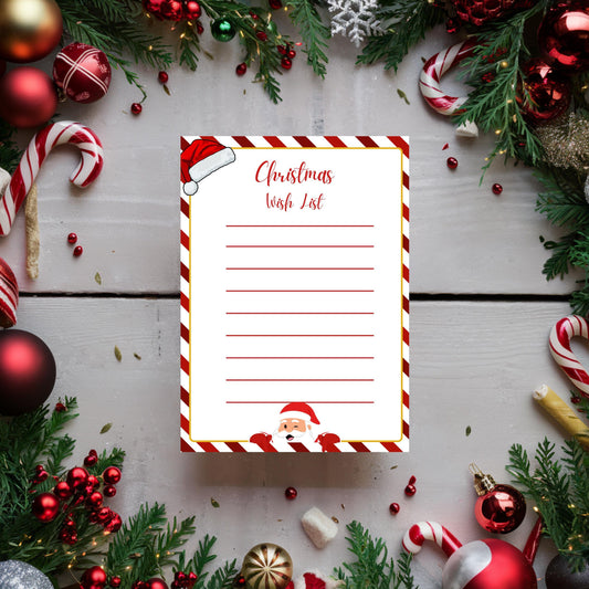Kids Christmas Wish List | Santa Theme Printable PDF | Digital Download