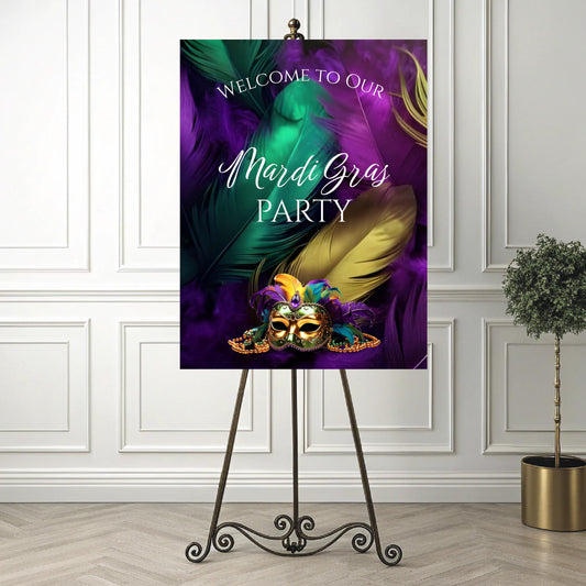 Mardi Gras Welcome Sign | Carnival Event Editable Canva Template | Digital Download