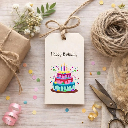 Happy Birthday Gift Tags – Layered Cake Design | Digital Download