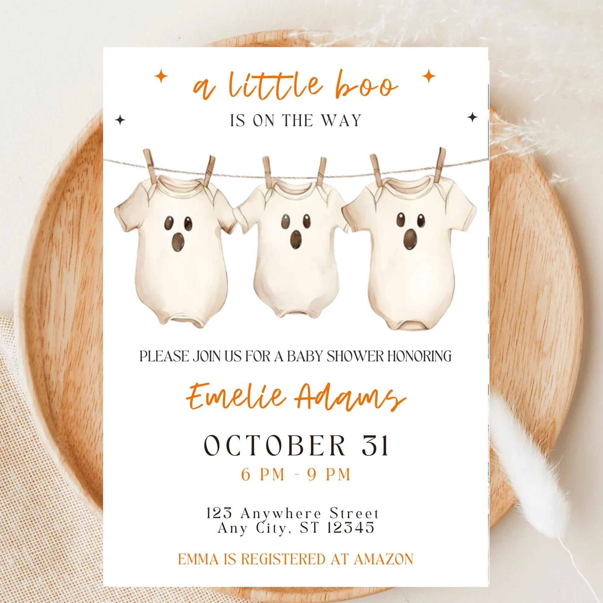 Boo Baby Shower Invitation | Halloween Theme Editable Canva Template | Digital Download