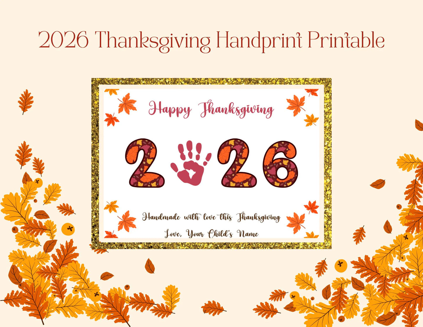 2026 Thanksgiving Handprint Craft Printable | Turkey Handprint Art Kids | Preschool Activity | Instant Download - JBDesigns
