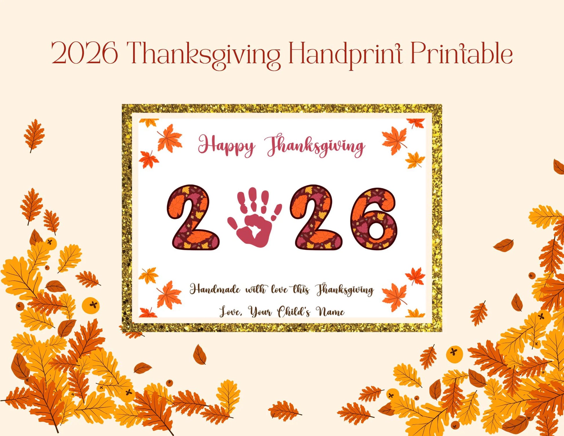 2026 Thanksgiving Handprint Craft Printable | Turkey Handprint Art Kids | Preschool Activity | Instant Download - JBDesigns