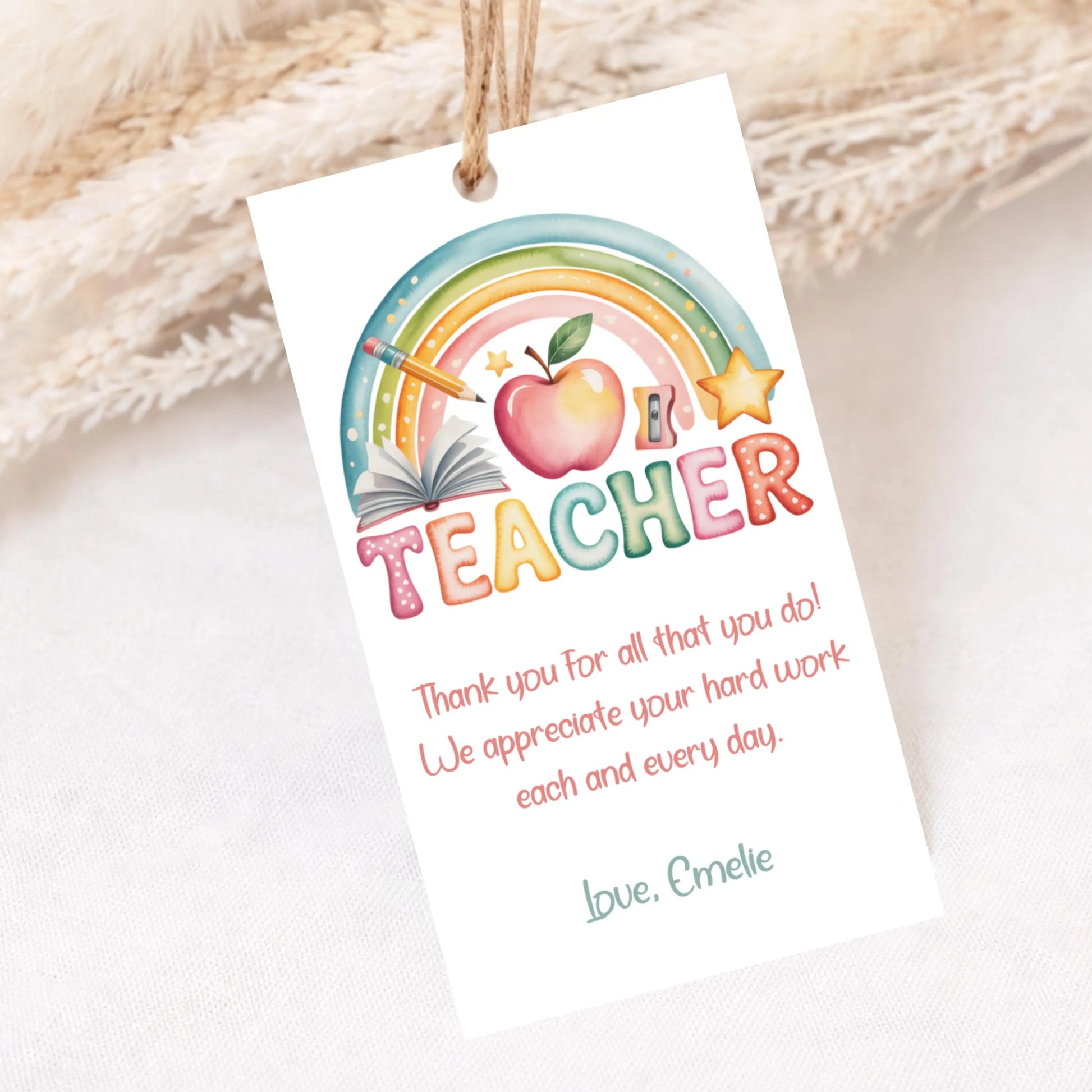Teacher Appreciation Tag Printable | Thankful Gift Label | Editable Student Treat Tag | Digital Download