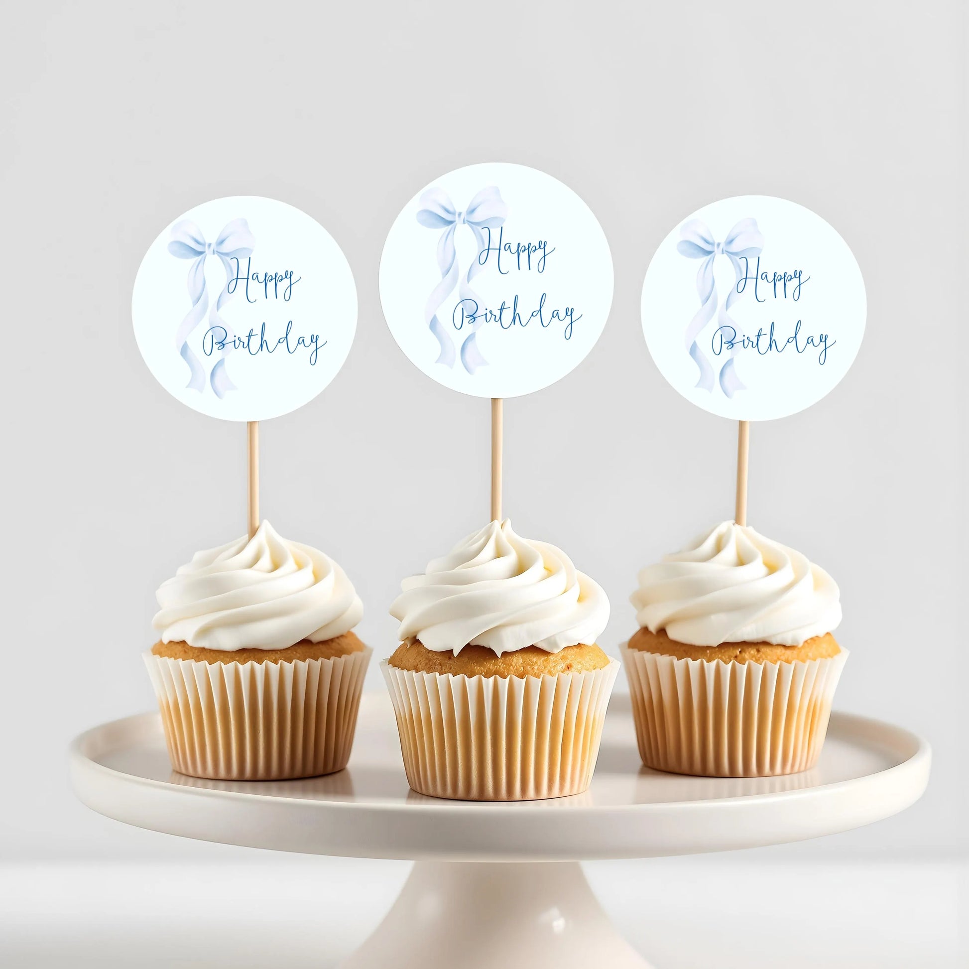 Coquette Blue Bow Birthday Party Bundle, Editable Invitation, Welcome Sign (Digital Download).