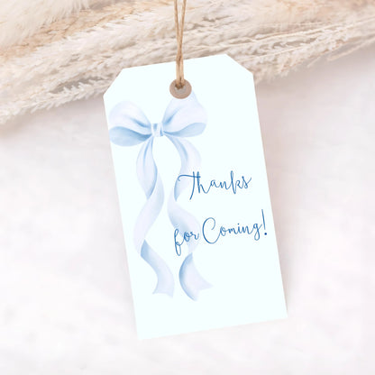 Coquette Blue Bow Birthday Party Bundle, Editable Invitation, Welcome Sign (Digital Download).
